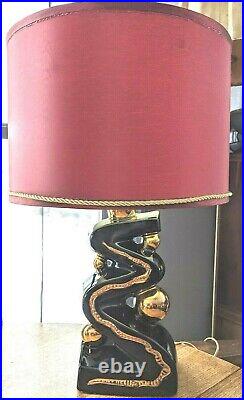 KRON ZIG ZAG MCM Atomic Mid Century Black Shiny Gold Ball accent Table Lamp