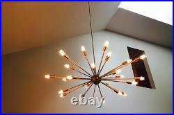 Large 24 Arm Sputnik Light Atomic Mid Century Starburst Chandelier Light Fixture