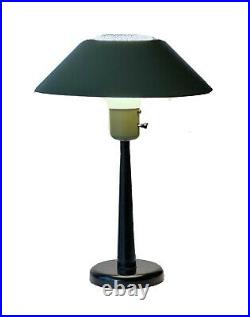 Lightolier Vtg Mid Century Modern Metal Glass Atomic Saucer UFO Table Desk Lamp