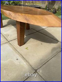 Live Edge Waney Coffee Table Mid Century Slice Slab Wood Tripod Feet Atomic