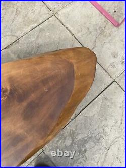 Live Edge Waney Coffee Table Mid Century Slice Slab Wood Tripod Feet Atomic