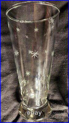 MCM ATOMIC STARBURST Etched & Chrome Cocktail Shaker with Matching Glasses