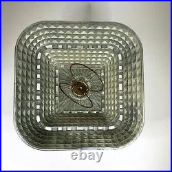 MCM Atomic Chartreuse Green Square Ceramic Cube Lamp Funky Metal Diamond Shade