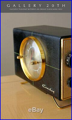 MID CENTURY MODERN FLOATING CROSLEY CLOCK RADIO! ATOMIC SPACE AGE DECOR! 1950s