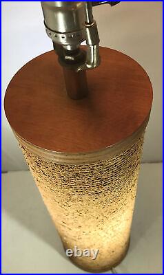 MID CENTURY MODERN Gregory van Pelt CARDBOARD TABLE LAMP! WOOD 1970s 15.75
