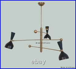 MID Century Antique Blk Brass Sputnik Chandelier Vintage Stilnovo Italian 2 Tier