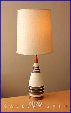 MID Century Danish Modern Teak Ceramic Table Lamp! Vtg 1950's Wegner Atomic 60's