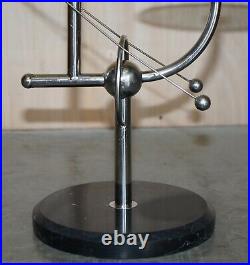 MID Century Modern Atomic Space Age Chrome Glass & Marble Side End Lamp Table