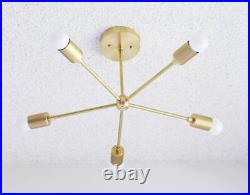 MID Century Modern Atomic Sputnik Brass Chandelier Light Fixture