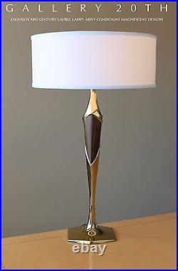 MID Century Modern Laurel Table Lamp! 1950s Vtg Designer Space Age Atomic Brass