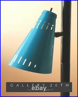 MID Century Modern Tri-color Tension Pole Lamp! 1950s Atomic Orange Blue Cream