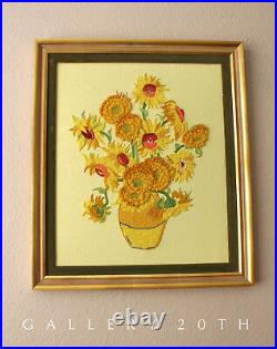 MID Century Modern Van Gogh Sunflowers Tapestry! Vtg Art 60's Wall Decor Atomic