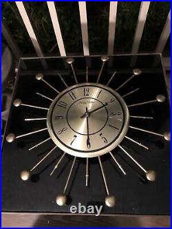 MidCentury Modern Atomic Starburst Wall Clock Phinney-Walker French Movement 15