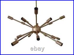 Mid Century 16 Arm Modern Brass Atomic Starburst Sputnik Ceiling Light