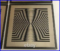 Mid Century 1960s OP ART Psychedelic Set Of 4 Mirrors Atomic Space Age Vintage