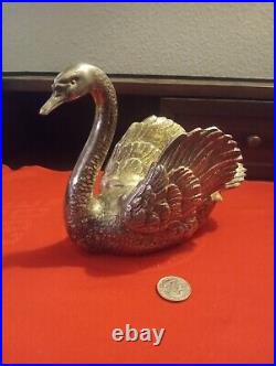 Mid-Century Antique Silver Bronze Swan