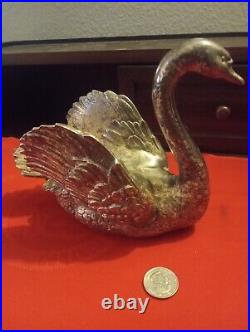 Mid-Century Antique Silver Bronze Swan