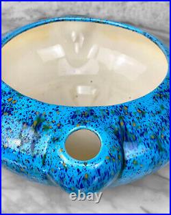 Mid-Century Atomic Blue Ceramic Art Pottery Jardiniere Planter