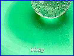 Mid-Century Atomic Bullicante Green Art Glass Chip Serving Plate