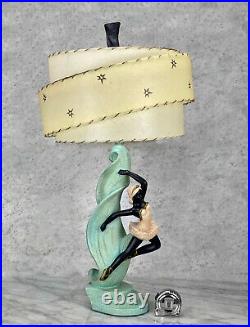 Mid-Century Atomic Chalkware Dancer Table Lamps A Pair
