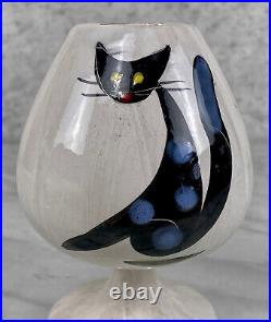 Mid-Century Atomic Italian Porcelain Black Cat Footed Bud Vase