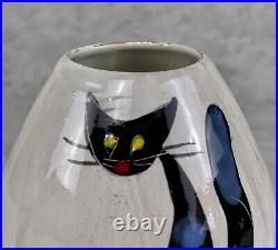 Mid-Century Atomic Italian Porcelain Black Cat Footed Bud Vase