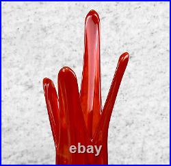 Mid-Century Atomic Large Amberina Finger Swung Glass Vase by L. E Smith