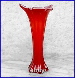 Mid-Century Atomic Large Red Art Glass Swung Vase