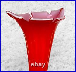 Mid-Century Atomic Large Red Art Glass Swung Vase