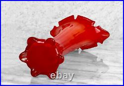 Mid-Century Atomic Large Red Art Glass Swung Vase