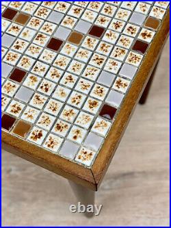 Mid-Century Atomic Mosaic Porcelain Tile Top Plant Stand Table