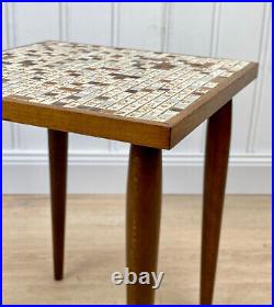 Mid-Century Atomic Mosaic Porcelain Tile Top Plant Stand Table