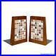 Mid-Century Atomic Mosaic Tile & Teak Library Bookends A Pair