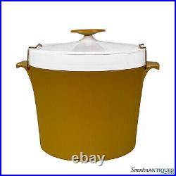 Mid-Century Atomic Mustard Gold Yellow Molded Ice Bucket with Lid