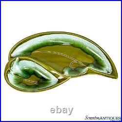 Mid-Century Atomic Porcelain Green Drip Glaze Centerpiece Serving Platter