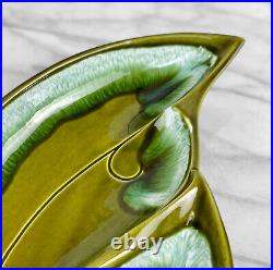 Mid-Century Atomic Porcelain Green Drip Glaze Centerpiece Serving Platter