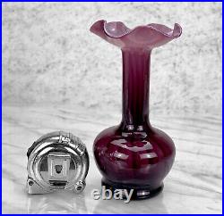 Mid-Century Atomic Purple Blown Art Glass Sculpted Vase