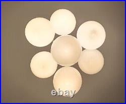 Mid Century Atomic Sputnik Trumpet Chrome Chandelier Opaline shades balls Sciol