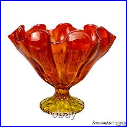 Mid-Century Atomic Viking Glass Amberina Swung Compote Pedestal Bowl