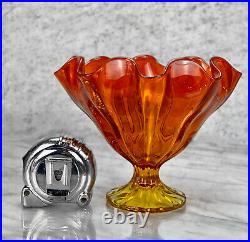 Mid-Century Atomic Viking Glass Amberina Swung Compote Pedestal Bowl