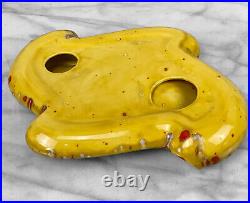 Mid-Century Atomic Yellow Porcelain Centerpiece Cigar Ashtray