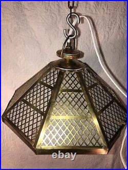 Mid Century Brass Pendant Space Age Swag Lamp Atomic Design Light