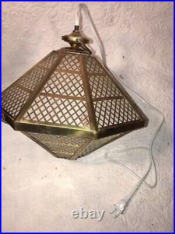 Mid Century Brass Pendant Space Age Swag Lamp Atomic Design Light