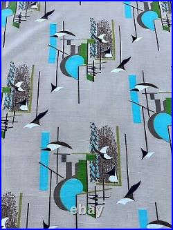 Mid Century Futuristic 1950's ATOMIC Space Age Kinetic Barkcloth Vintage Fabric