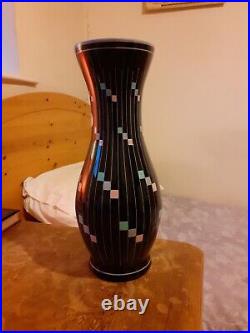 Mid Century Ilmenau Deep Purple Glass Vase Abstract Atomic