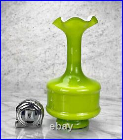 Mid-Century Large Atomic Green Blown Art Glass Sculpted Vase