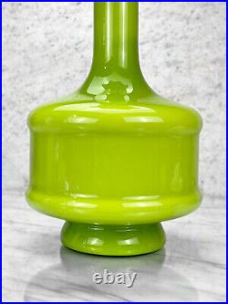Mid-Century Large Atomic Green Blown Art Glass Sculpted Vase