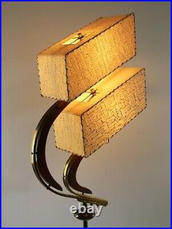 Mid Century Majestic 50s Atomic Boomerang Floor Lamp Dual Fiberglass shades