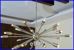 Mid Century Modern 24 Arm Chrome Brass Sputnik atomic chandelier