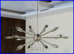 Mid Century Modern 24 Arm Chrome Brass Sputnik atomic chandelier
